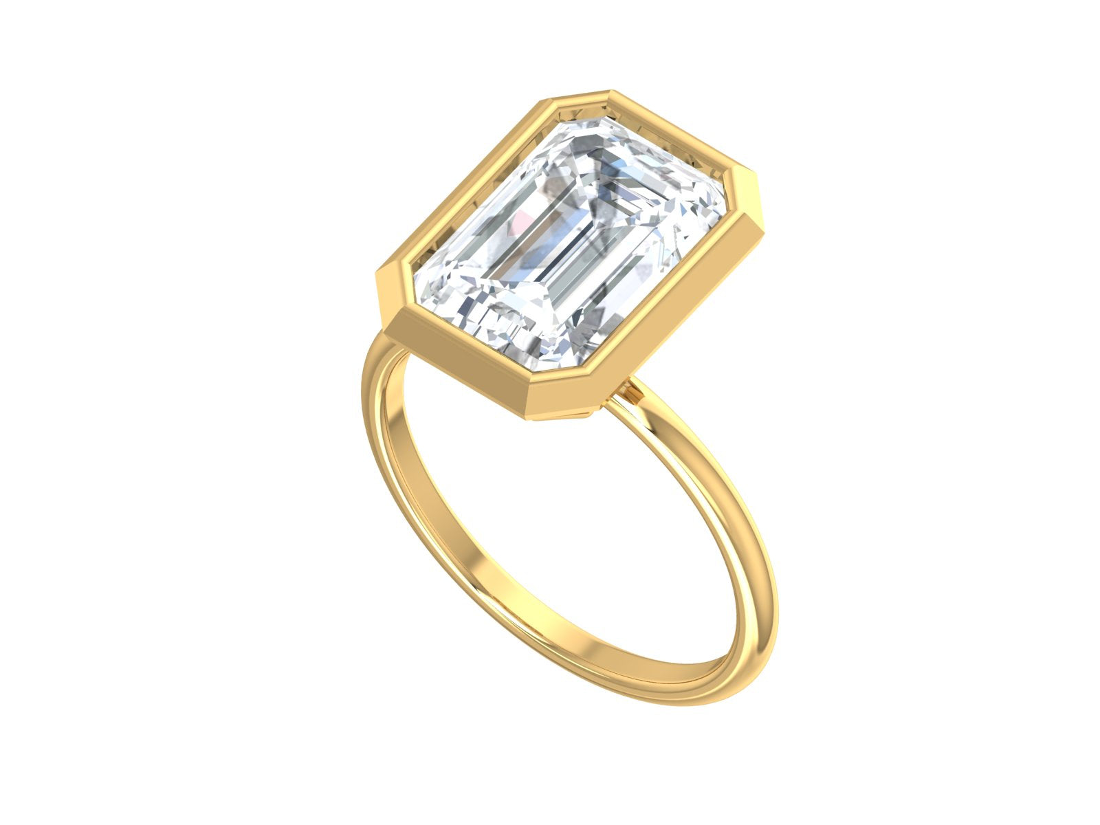 Bezel Setting Ring, 5.3CT Emerald Cut Moissanite Ring