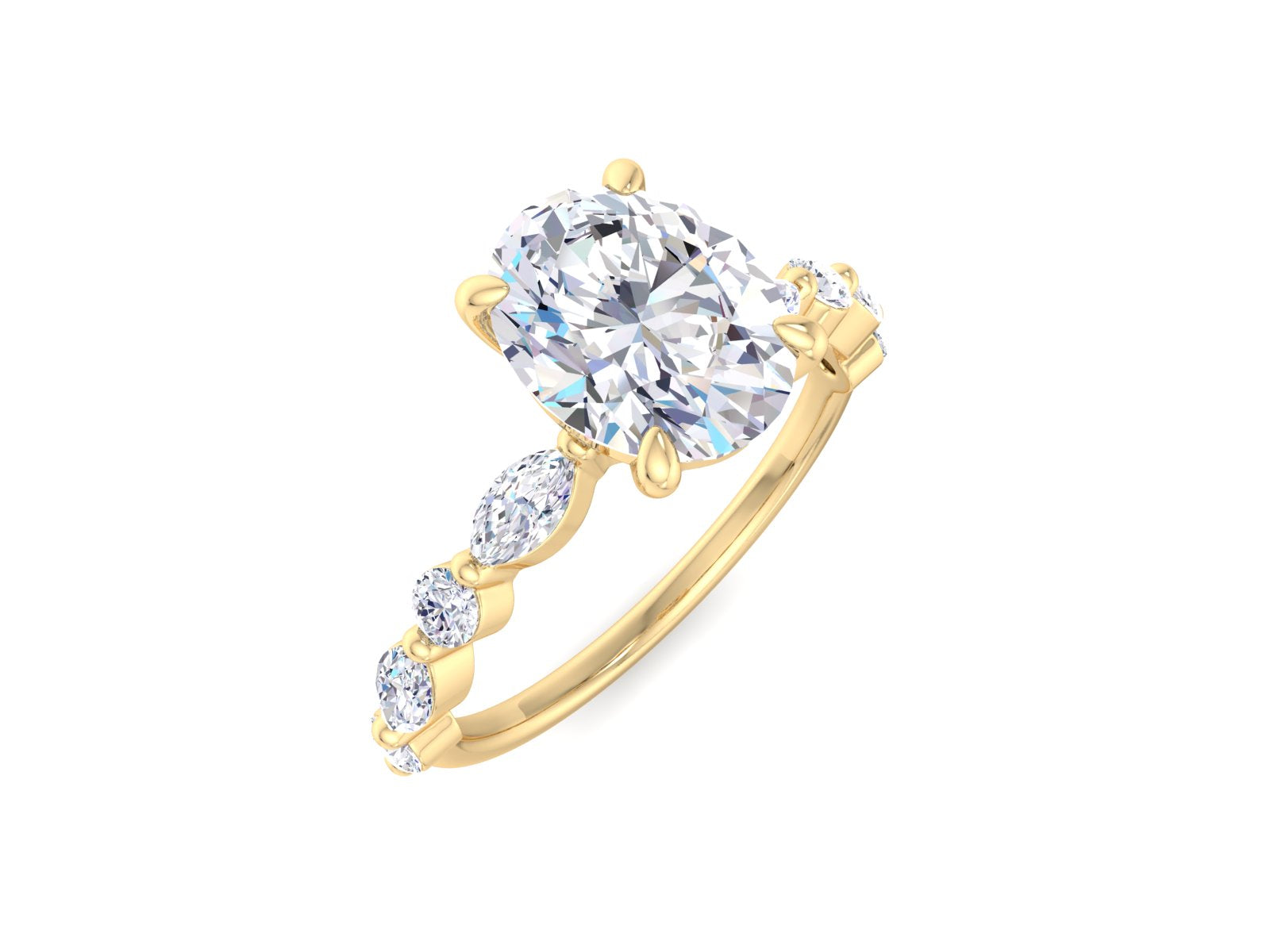2.00ct Oval Cut Moissanite Engagement Ring 14K Solid Gold Ring
