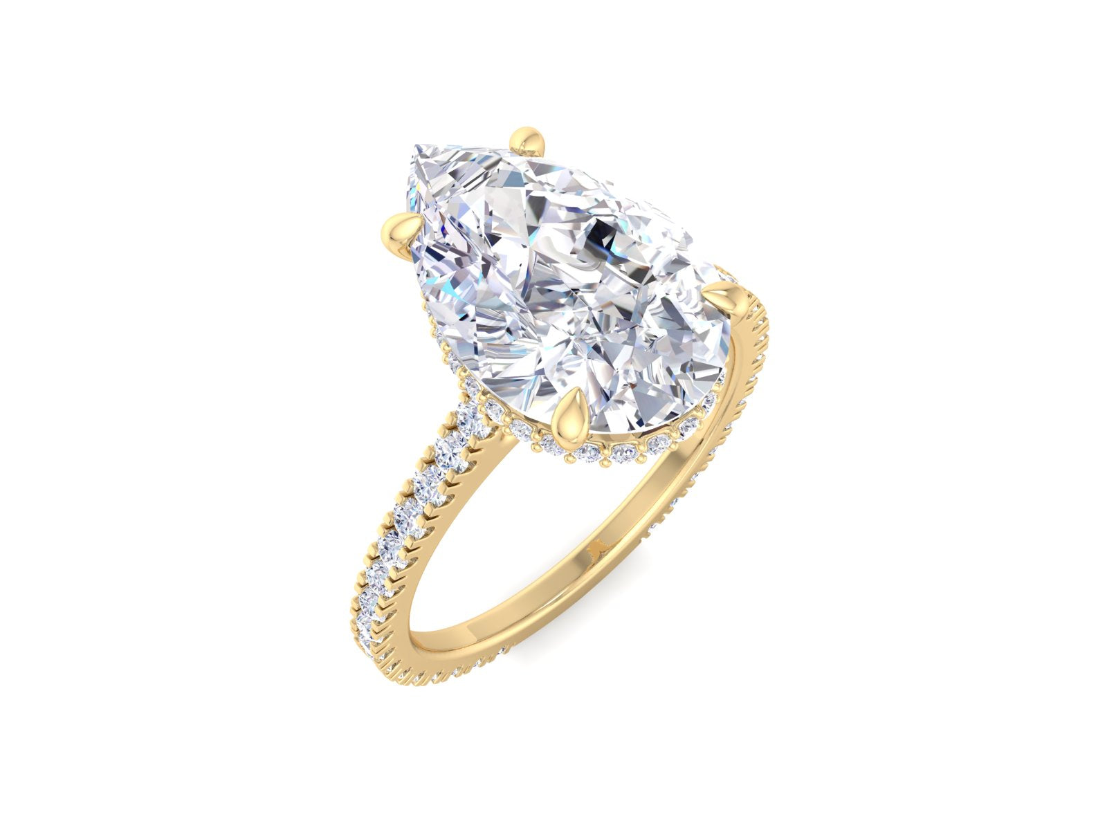 4.2CT Pear Moissanite Wedding Ring/ Hidden Halo Pear Shaped Moissanite Engagement Ring