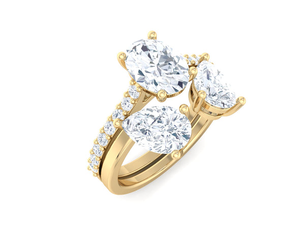 Oval Cut Bridal Set Yellow Gold Moissanite Engagement Ring Set