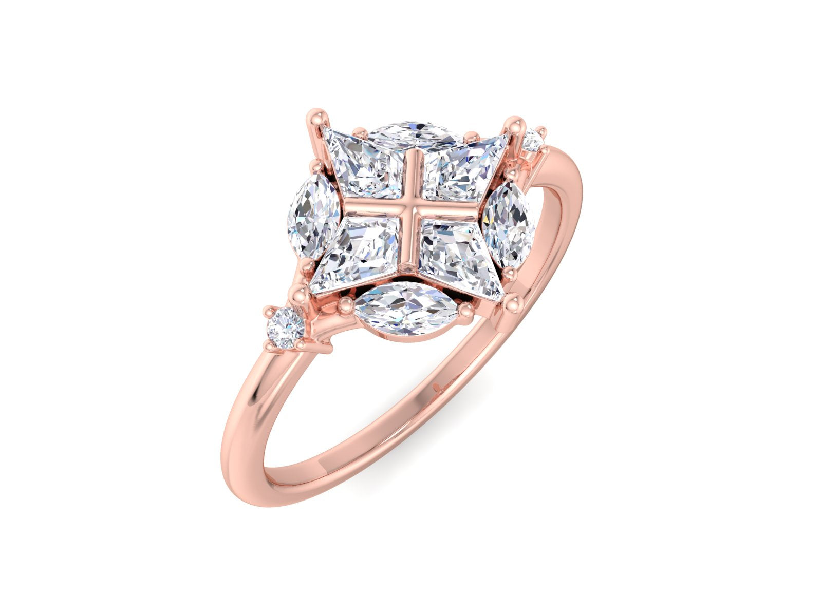 Kite Cut Lab Grown Diamond Ring,14K Gold Conflict Free Diamond Engagement Ring