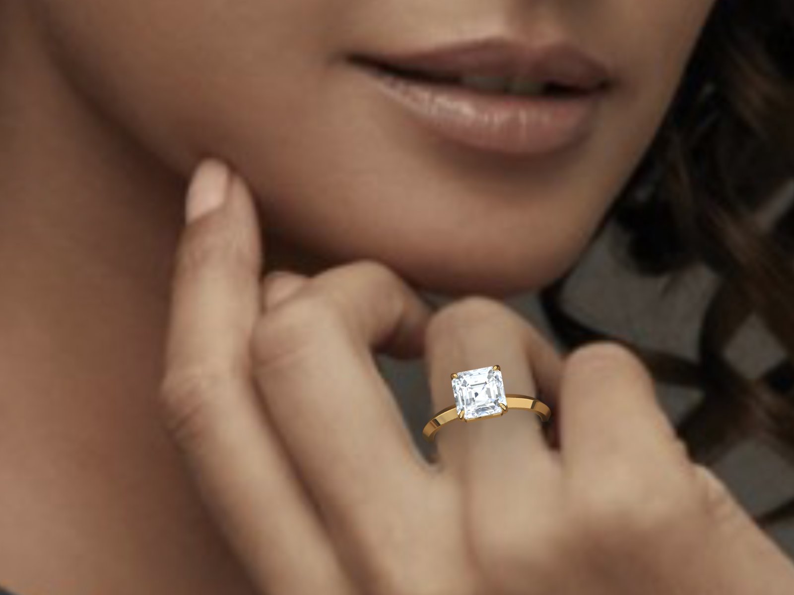 IGI CERTIFIED F/VVS1 3ct Asscher Cut Lab Created Diamond Engagement Ring