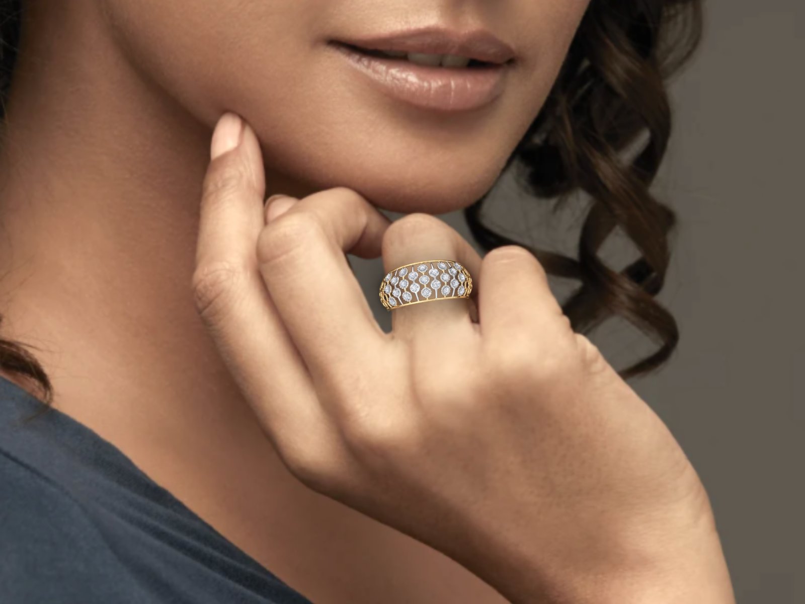 Diamond Cluster Ring, Unique Diamond Stackable Ring
