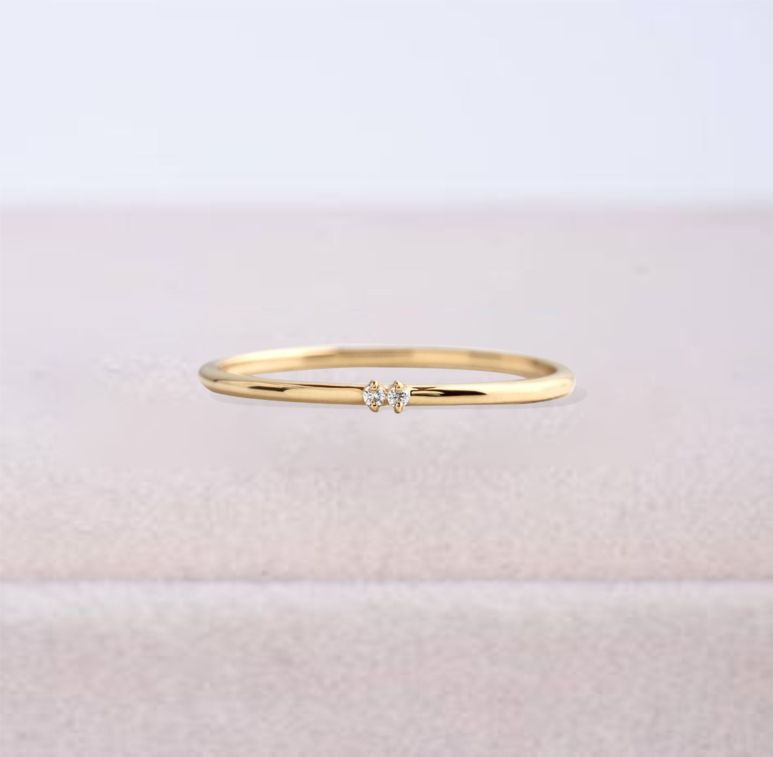 Round Diamond Stackable Ring in 14k Solid Gold