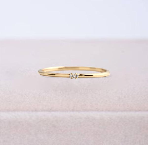 Round Diamond Stackable Ring in 14k Solid Gold
