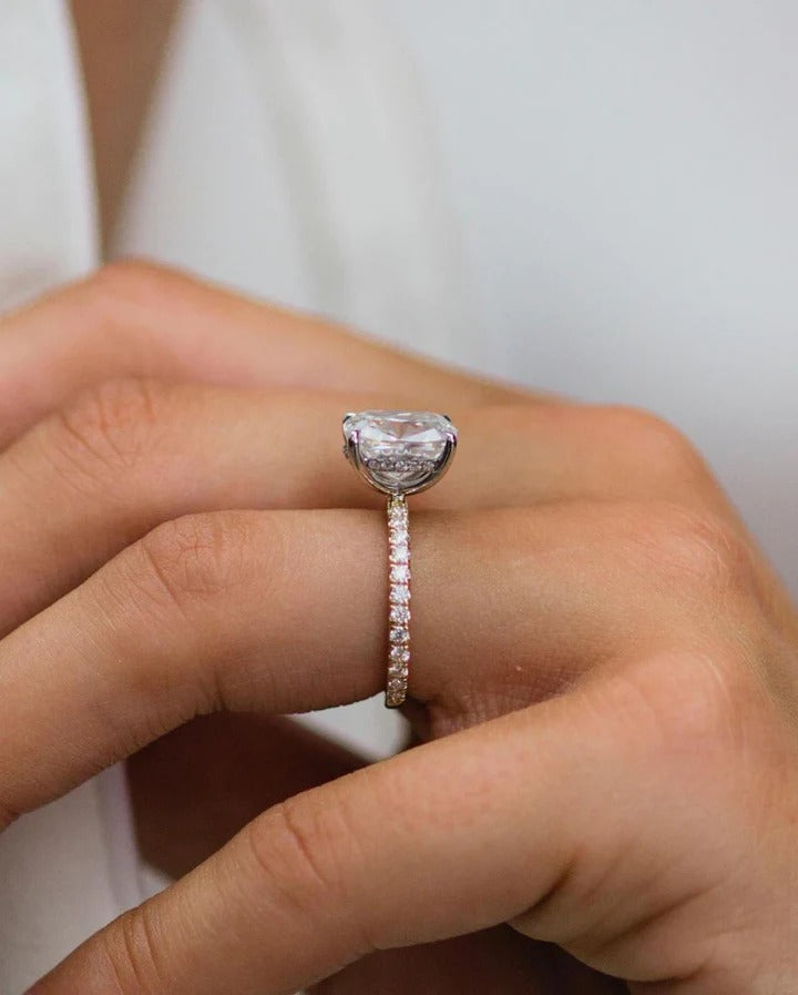 Cushion Cut Lab-Created Diamond Halo Engagement Ring