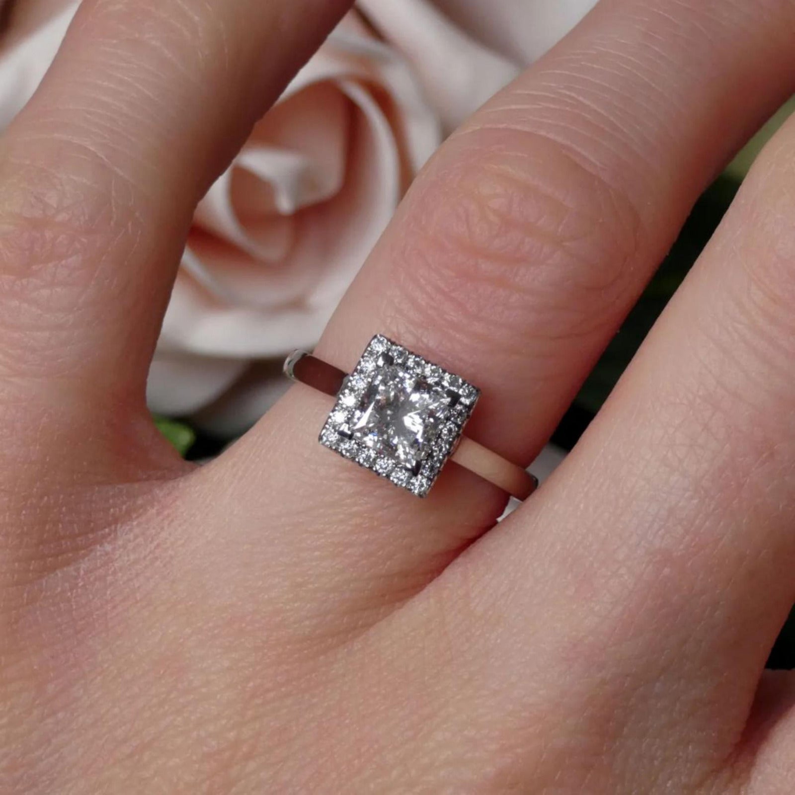 1.00ct princess cut moissanite engagement ring set