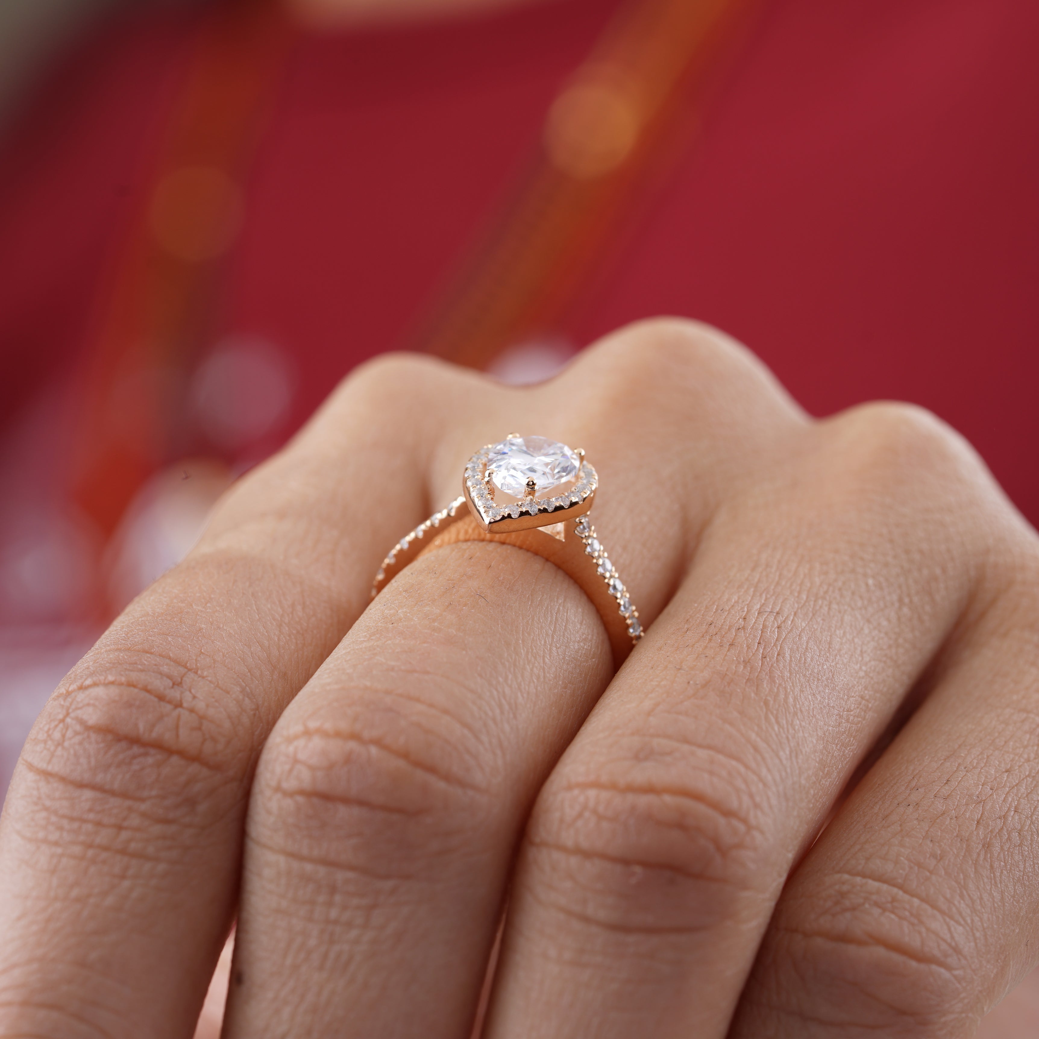 2.00ct Rose gold Pear Halo Engagement ring