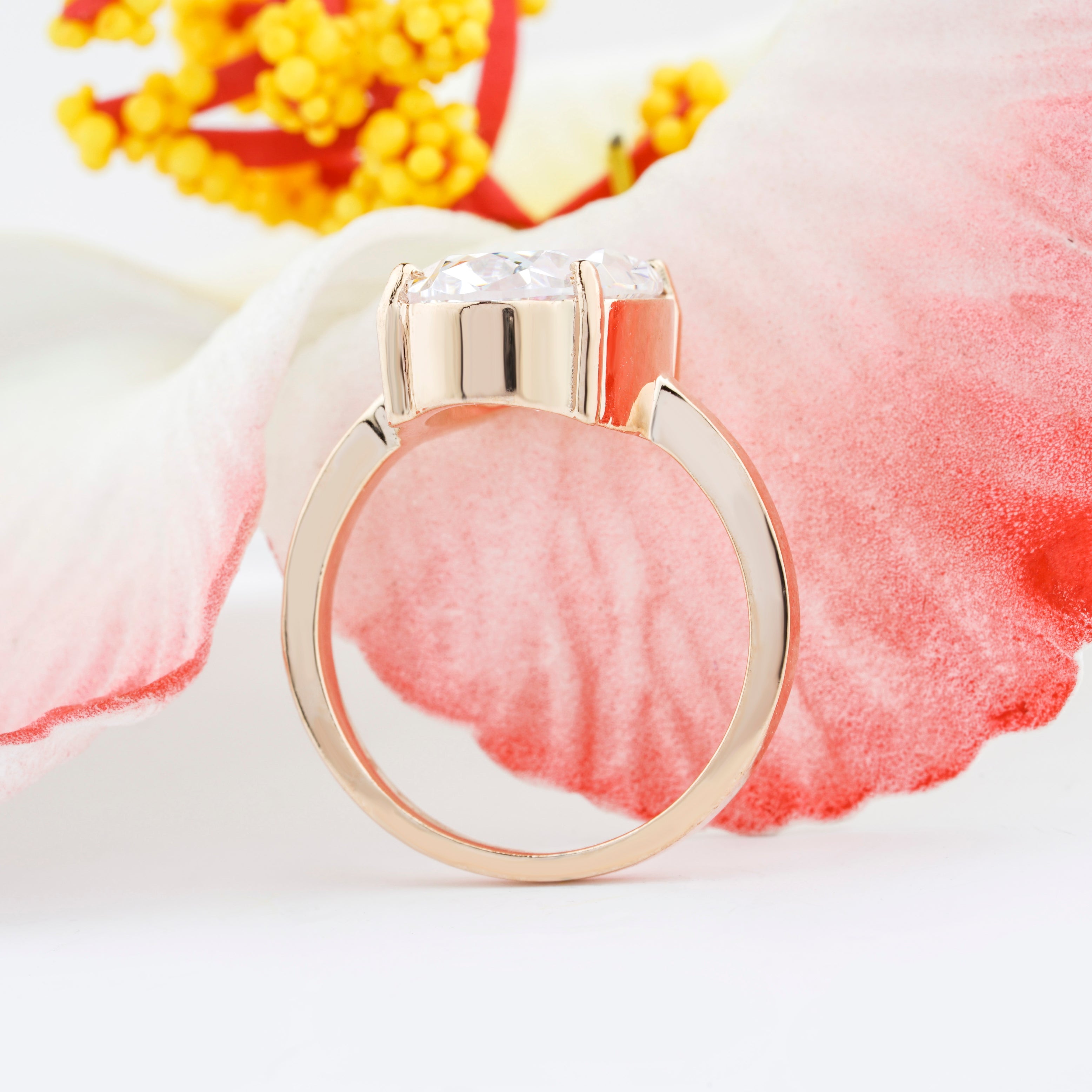 3.00ct Rose gold Bezel Set Oval Engagement Ring