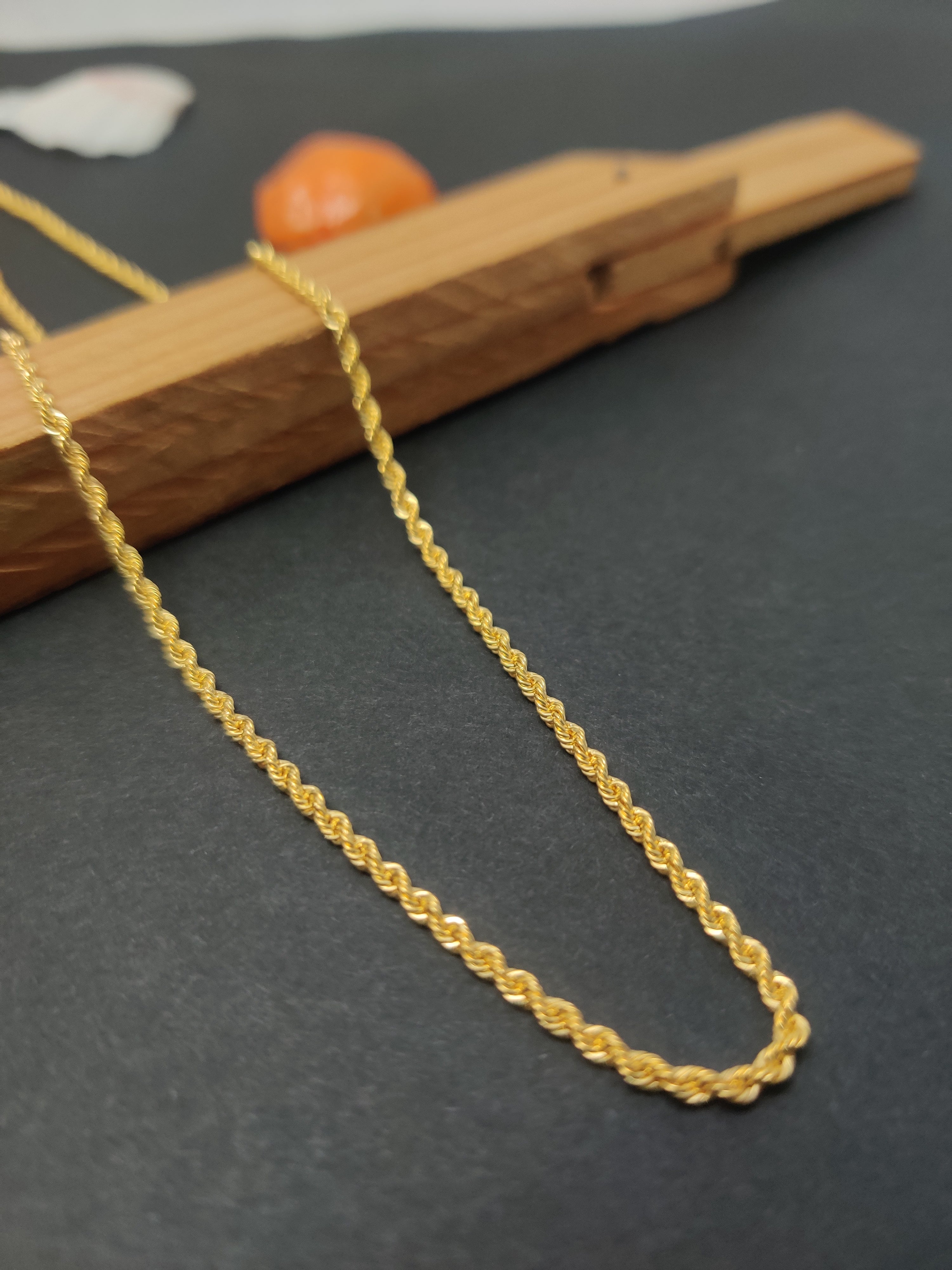 18k solid yellow gold Rope chain , 2 mm Rope chain, 18 inches real yellow gold rope Necklace