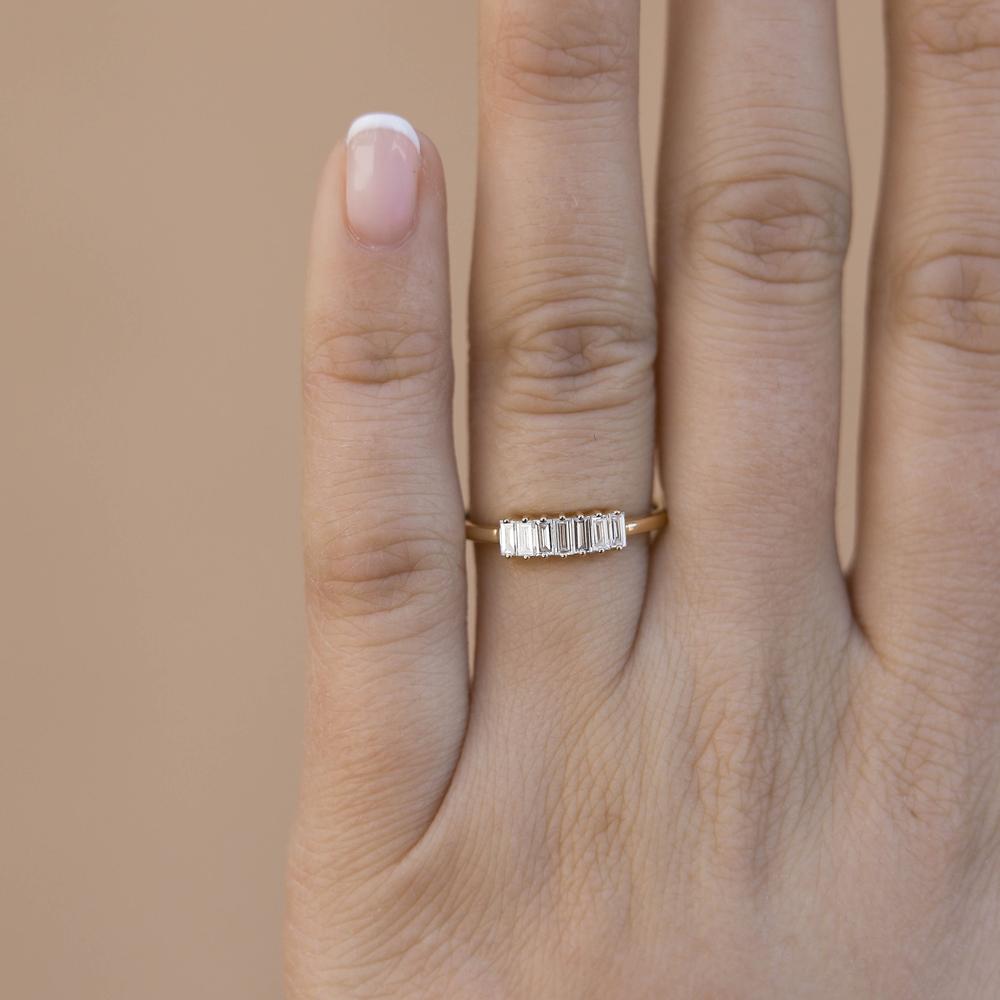 Baguette Moissanite Engagement Ring