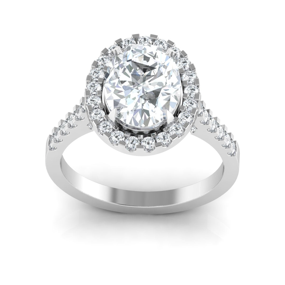 2.5ctw Oval Engagement Ring, Moissanite Hidden Halo Engagement Ring
