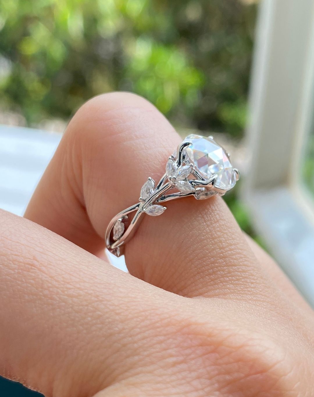 3.00ct Oval Cut Dainty Moissanite Engagement Ring with Side Stones