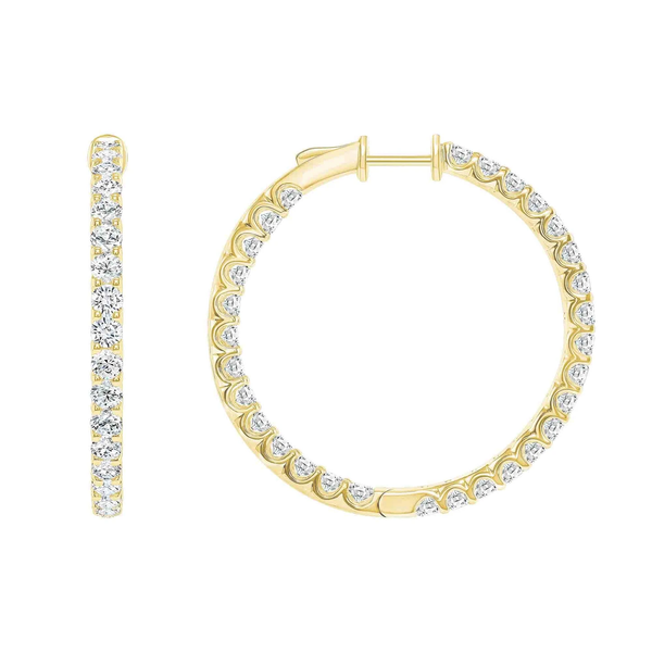 6 Carat Diamond Inside Out Hoop Earrings for Women in 14k Yellow Gold