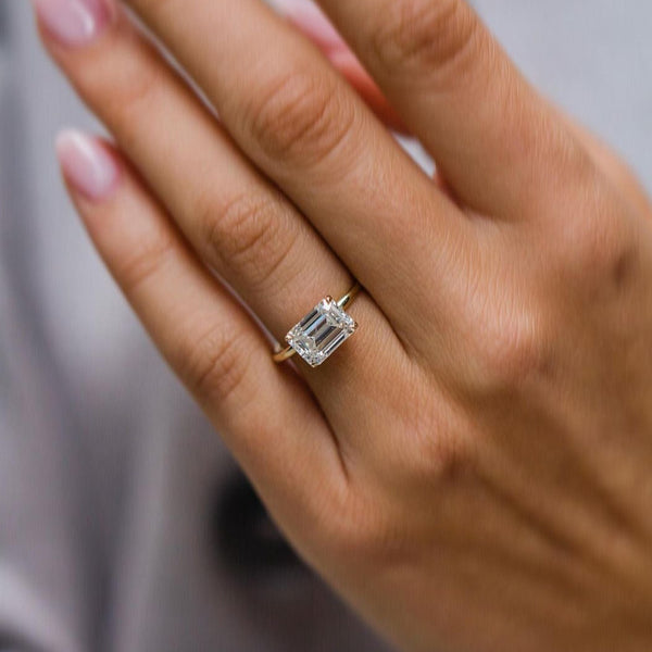 2.5ct Emerald Cut Moissanite Engagement Ring