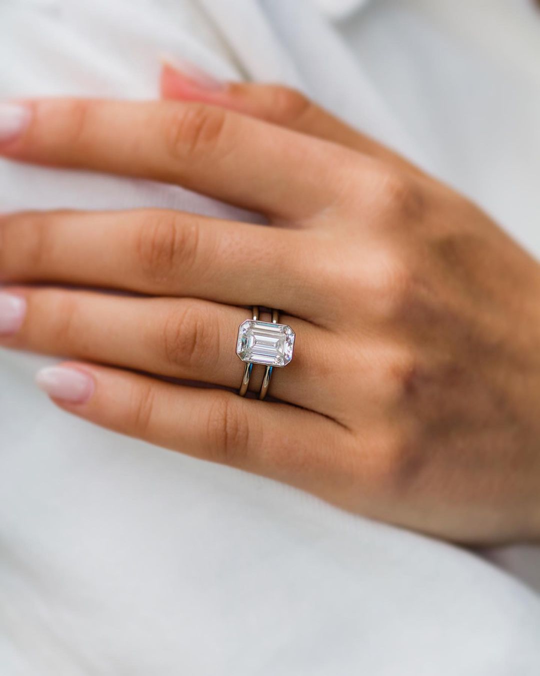 4.60 Ct Emerald Cut Moissanite Engagement Ring