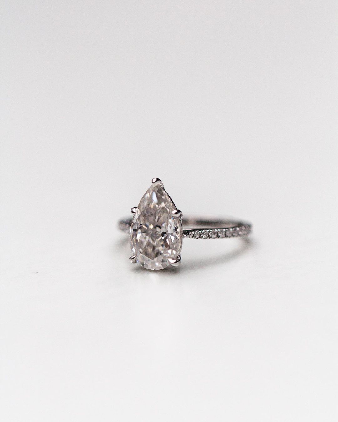4.1CT Pear Engagement Ring, Dainty Pear Wedding Ring