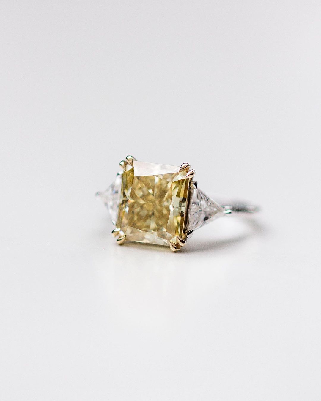 Canary Diamond Ring 4.9 carat HUGE 10.5x9mm Yellow Cusion Radiant, Radiant cut diamond ring