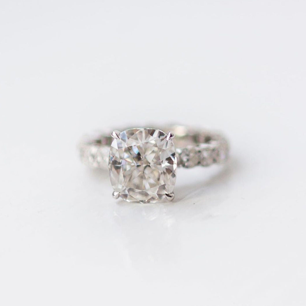 4.65 CT Cushion Colorless Moissanite Ring
