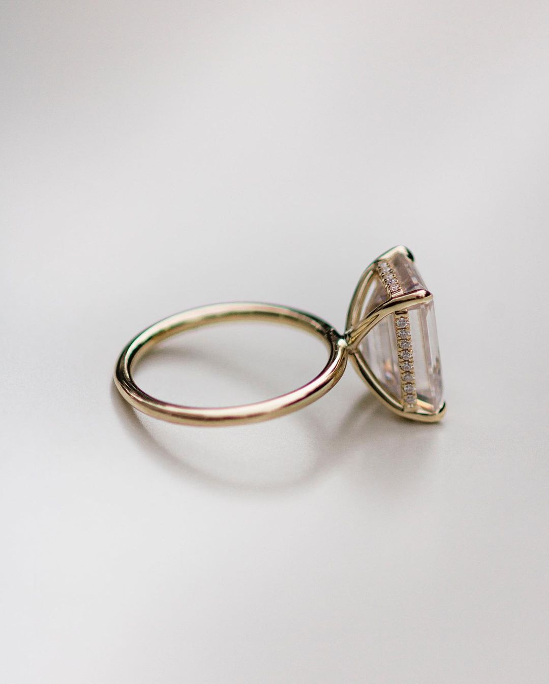 10 Ct Emerald Cut Moissanite Engagement Ring