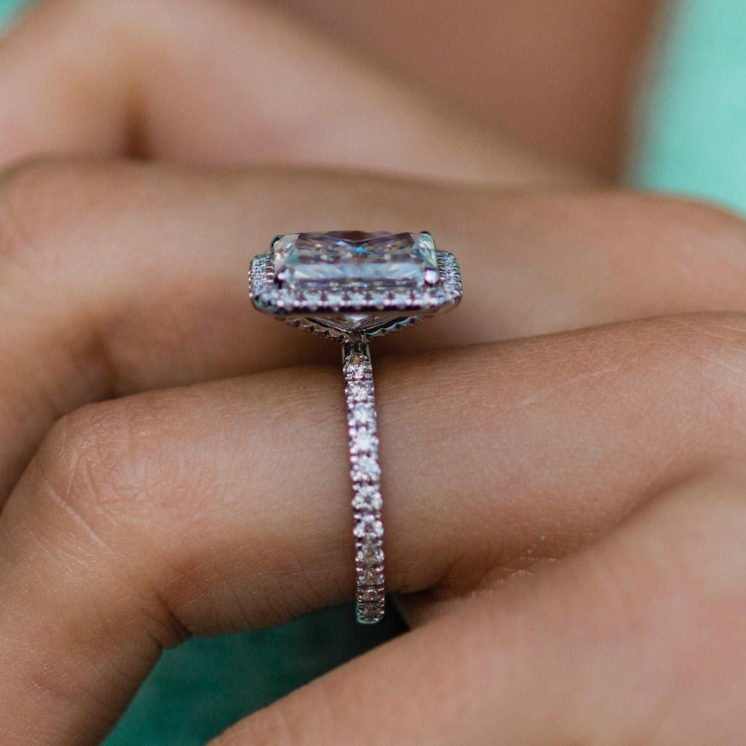4.4 carat Radiant Cut Moissanite Ring, Engagement Ring