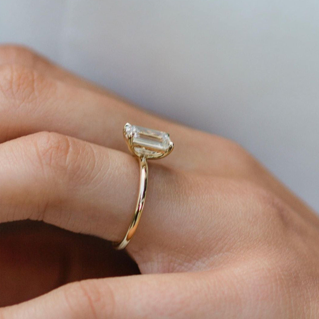 2ct Emerald Cut Engagement Ring, Minimalist Engagement Ring