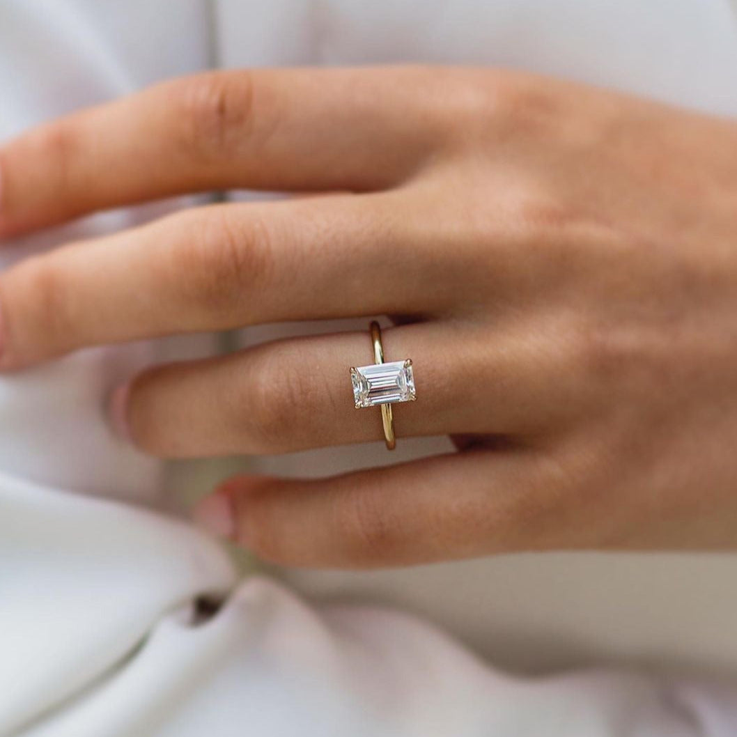 2ct Emerald Cut Engagement Ring, Minimalist Engagement Ring