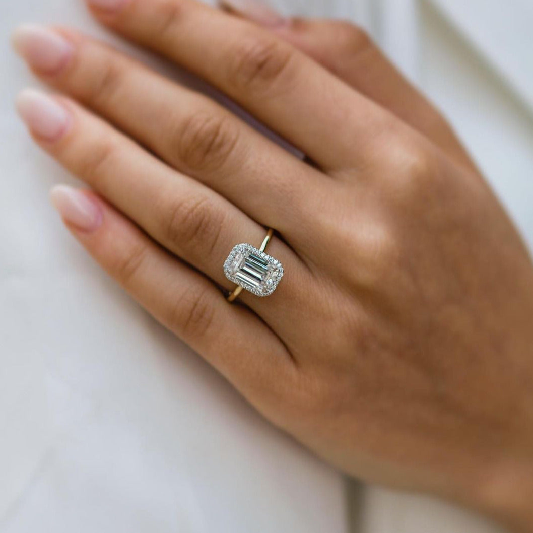 Hidden Halo Emerald Cut Solitaire Engagement Ring