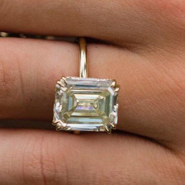 Hidden Ring For Engagement 6.8 Ct Asscher Cut Diamond Ring