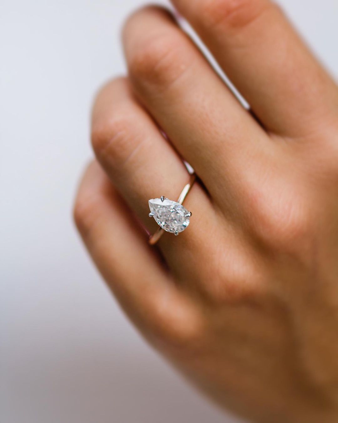 2.25ct Pear Engagement Ring, Dainty Moissanite Engagement Ring