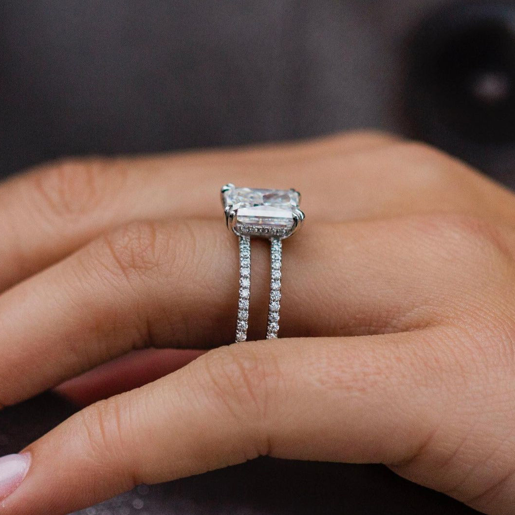 2.7CT Antique Radiant Cut Moissanite Diamond Engagement Ring