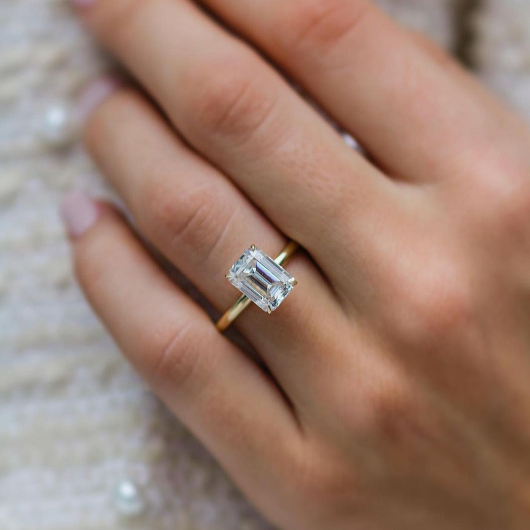3 Ct Emerald Cut Moissanite Engagement Ring