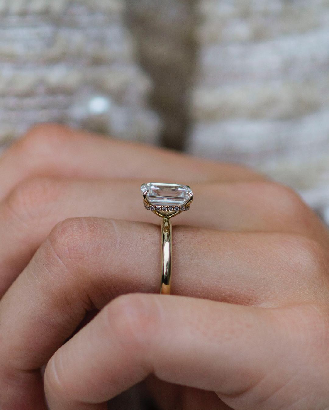 3 Ct Emerald Cut Moissanite Engagement Ring