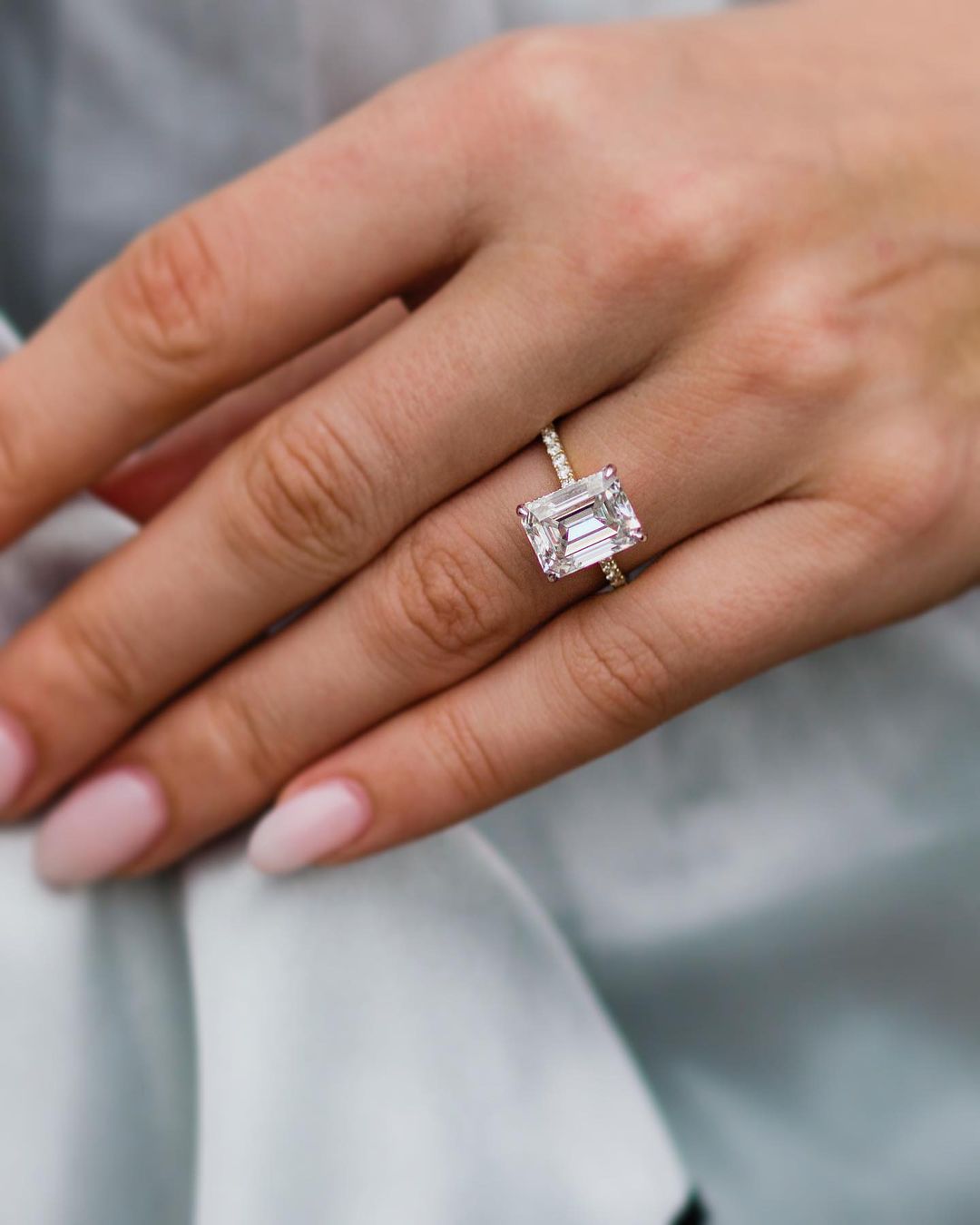 4.15 Ct Emerald Cut Moissanite Engagement Ring