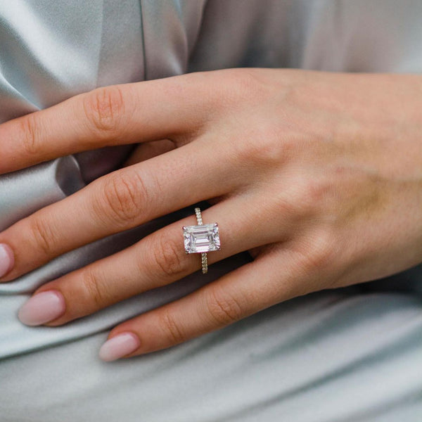 4.15 Ct Emerald Cut Moissanite Engagement Ring