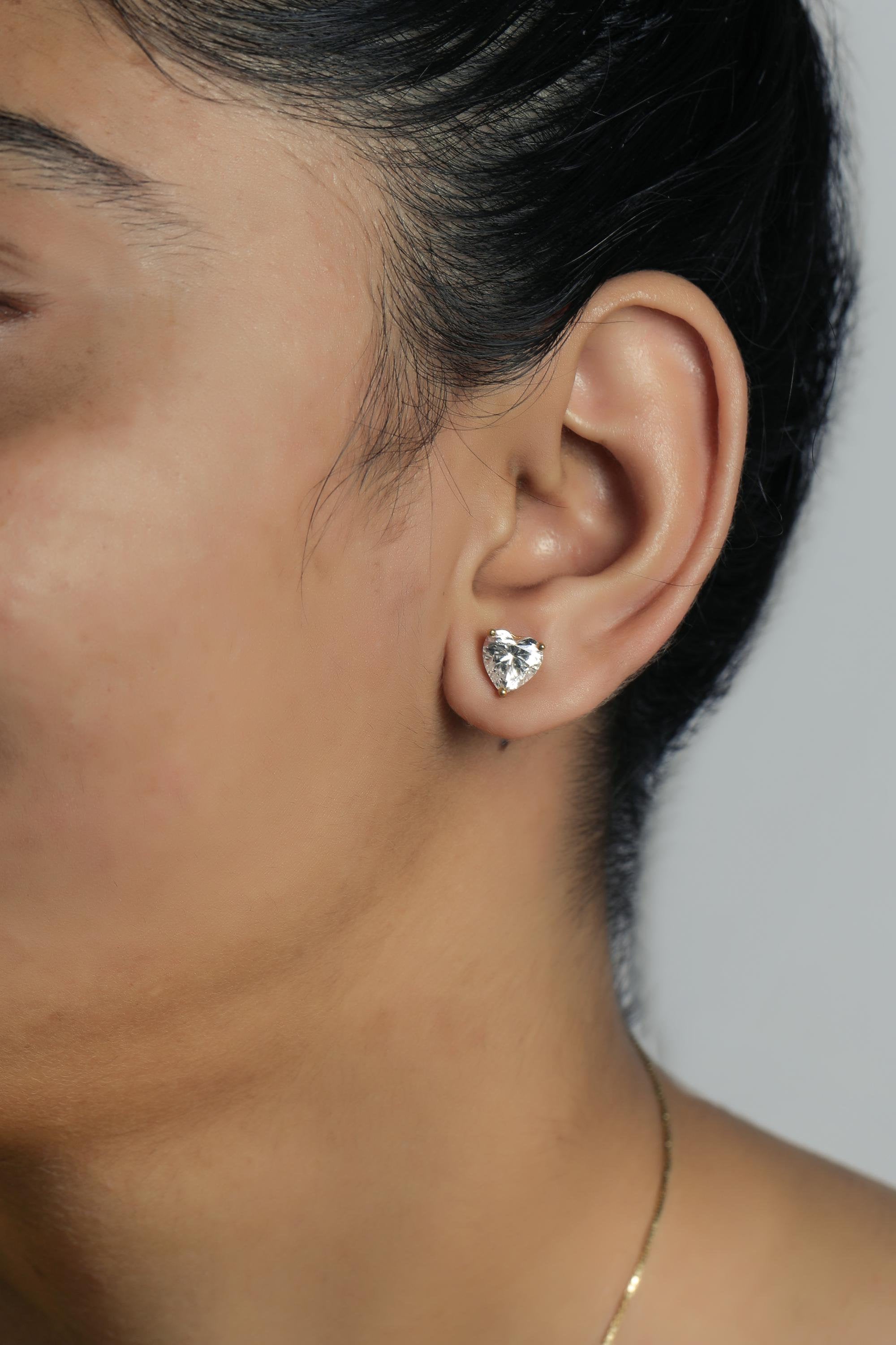2 CT Brilliant Heart Cut Moissanite Earrings, 14K Solid Gold earrings