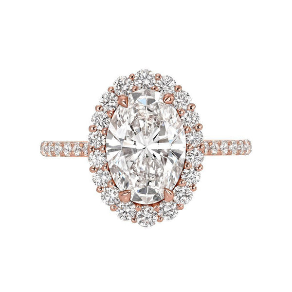 2 carat Art Deco Bridal Set Ring Oval Halo Engagement Ring