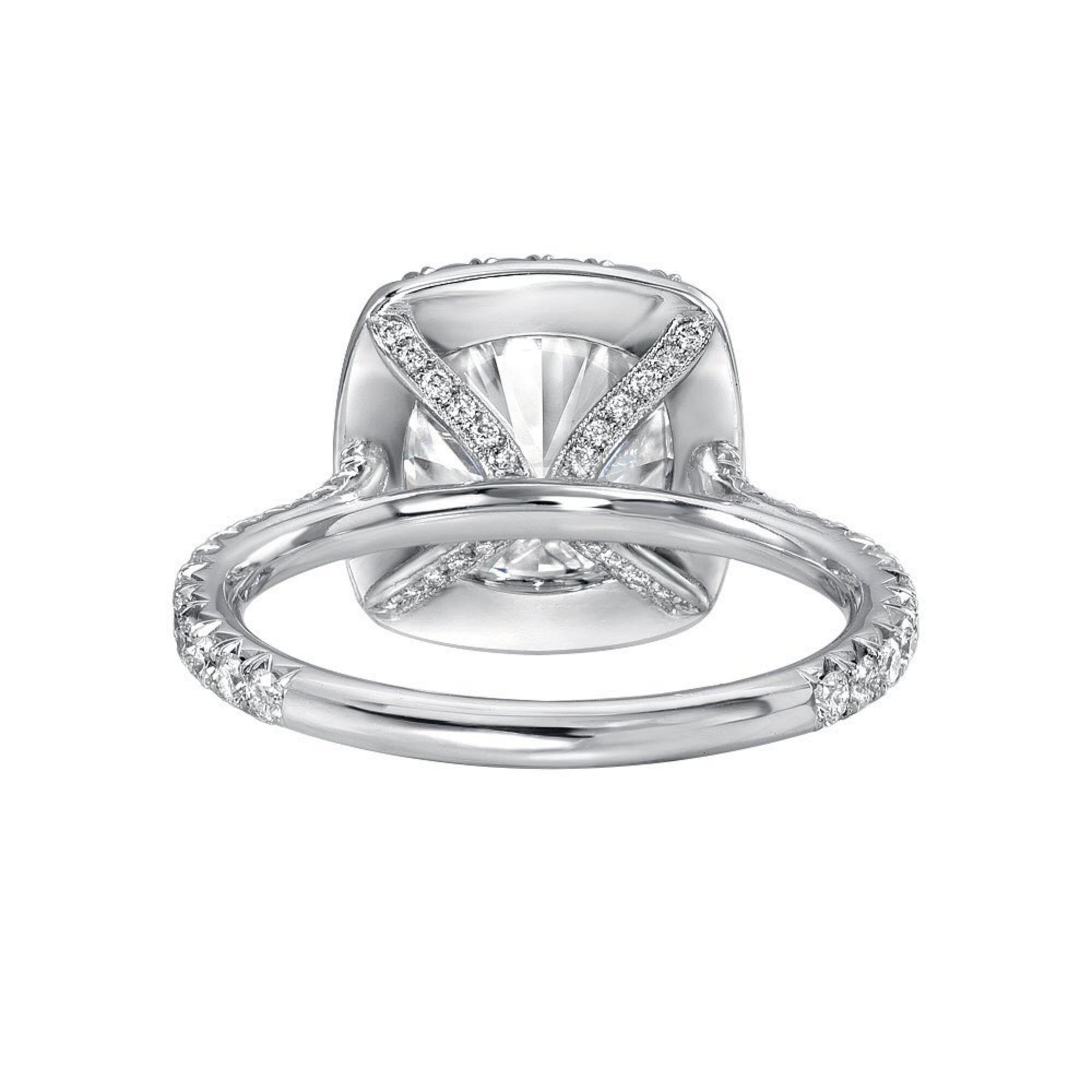 2.00 Carat Halo Engagement Ring, Cushion Cut Moissanite Ring