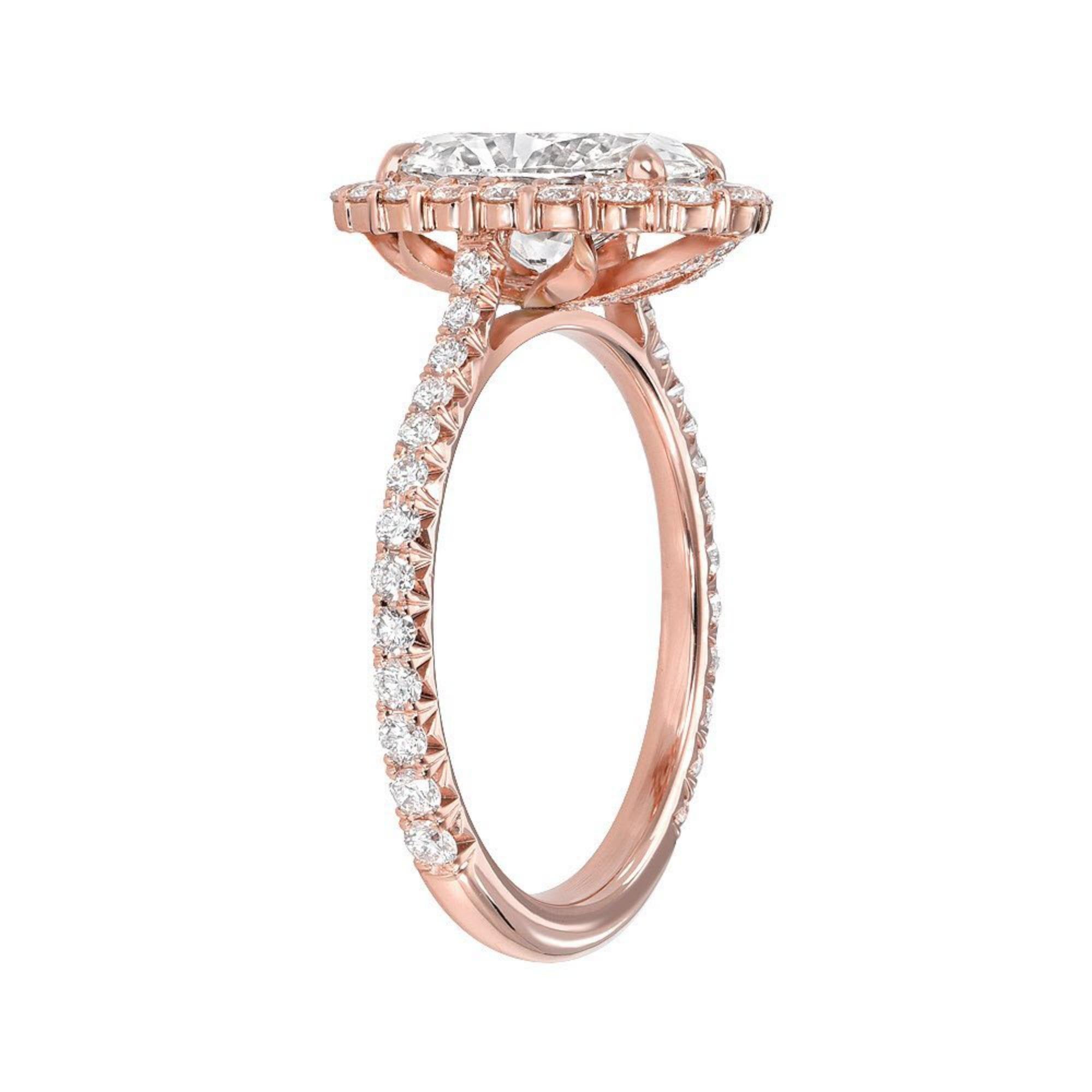 2 carat Art Deco Bridal Set Ring Oval Halo Engagement Ring