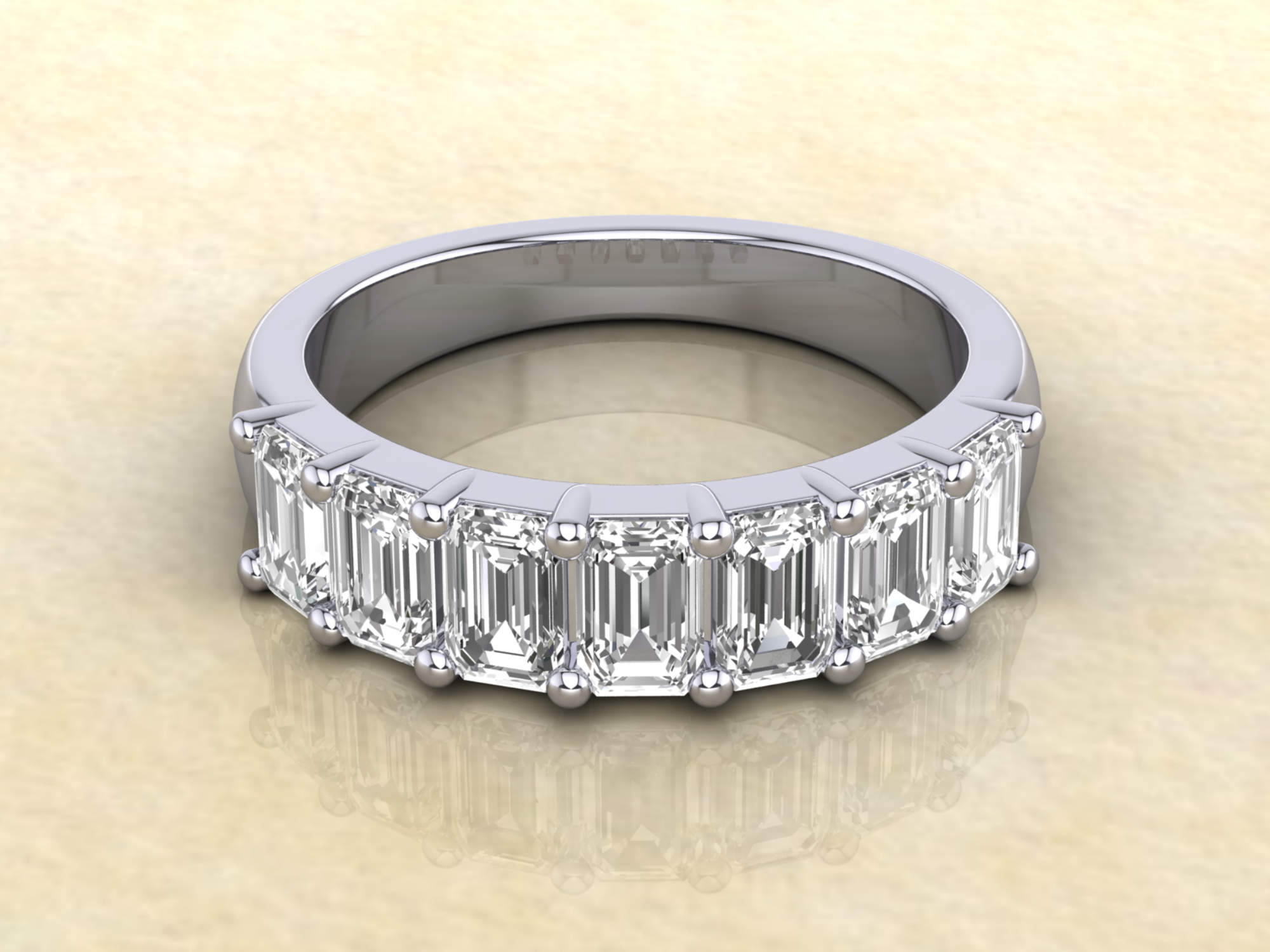 Emerald Cut Moissanite Ring / Emerald Cut Wedding Band