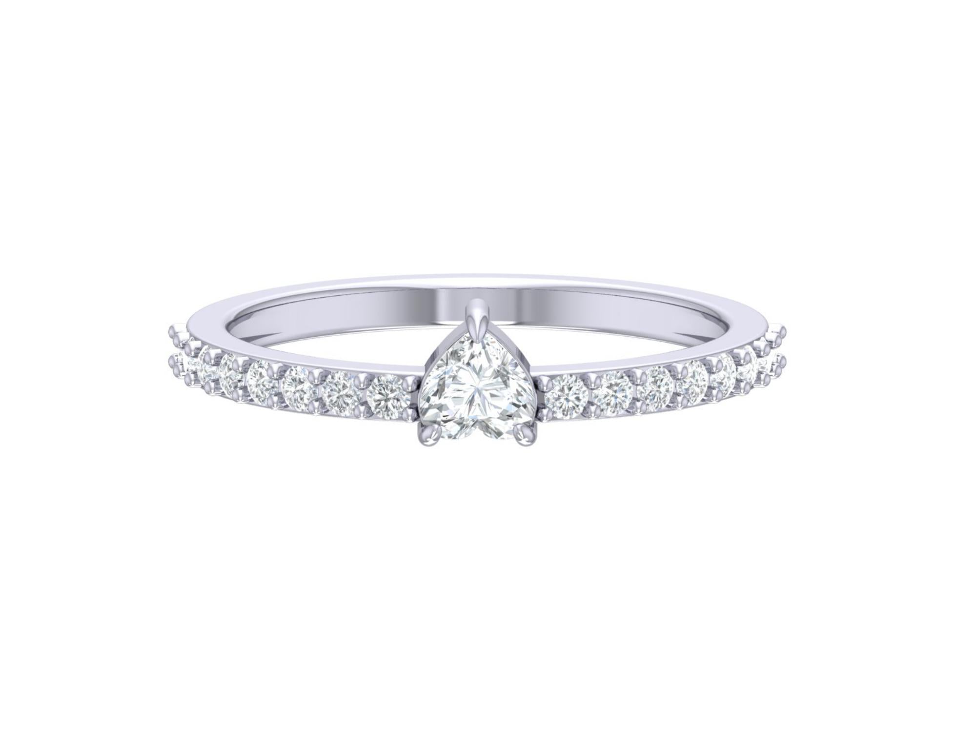 Heart Shape Diamond Engagement Ring,Thin Gold Ring