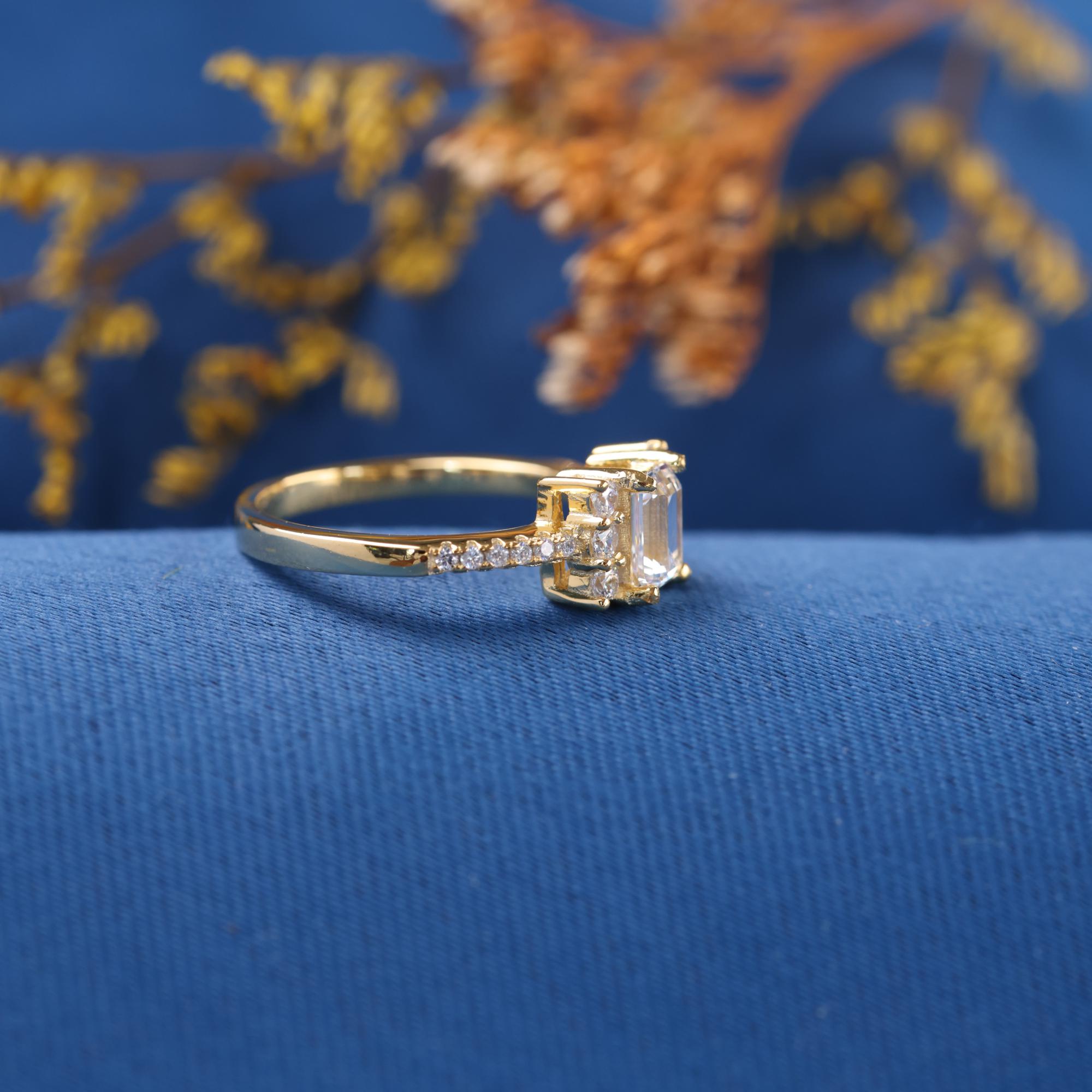 Emerald Cut Halo Lab Grown Diamond Engagement Wedding Ring Set