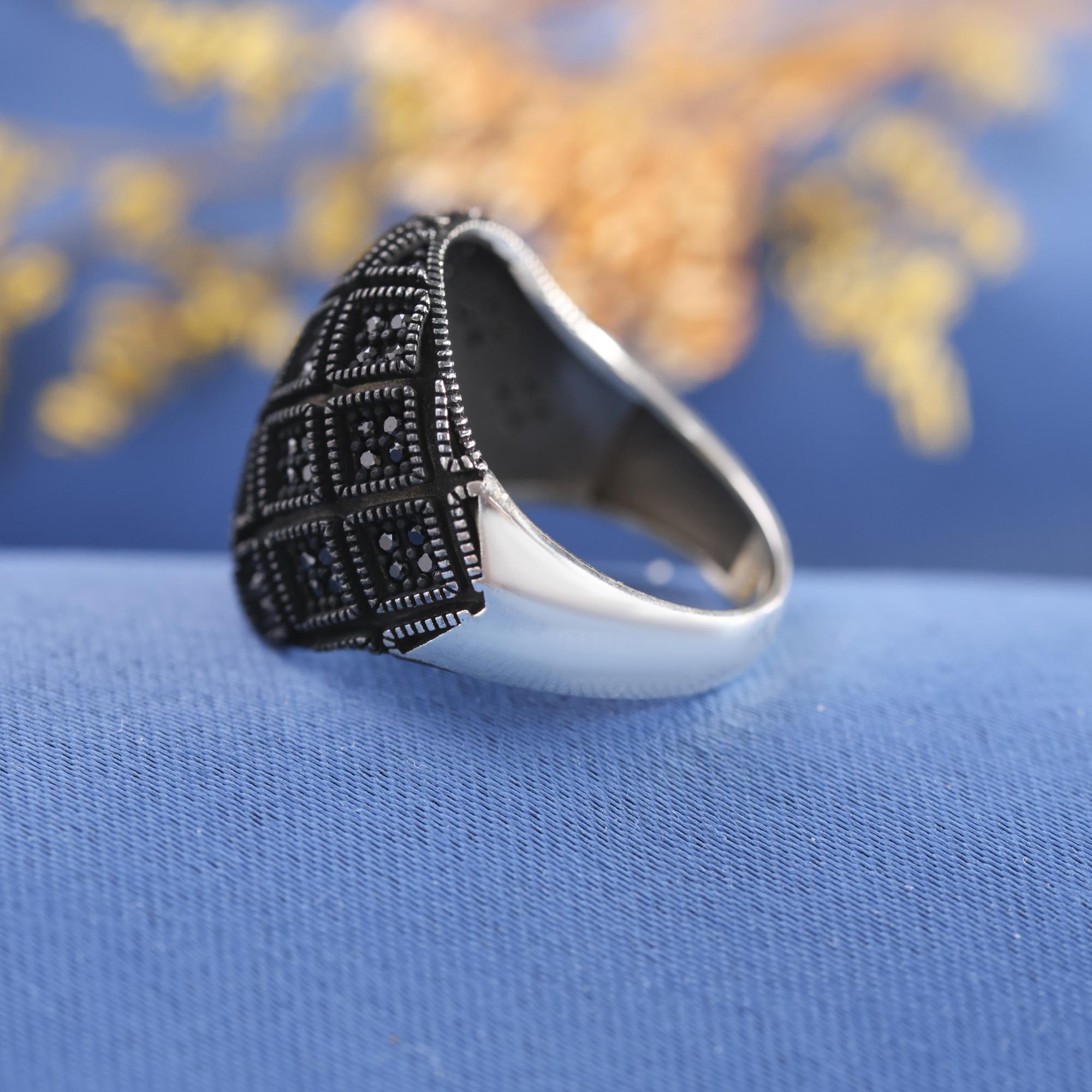 Art Deco Vintage Engagement Ring, Black Onyx Engagement Ring