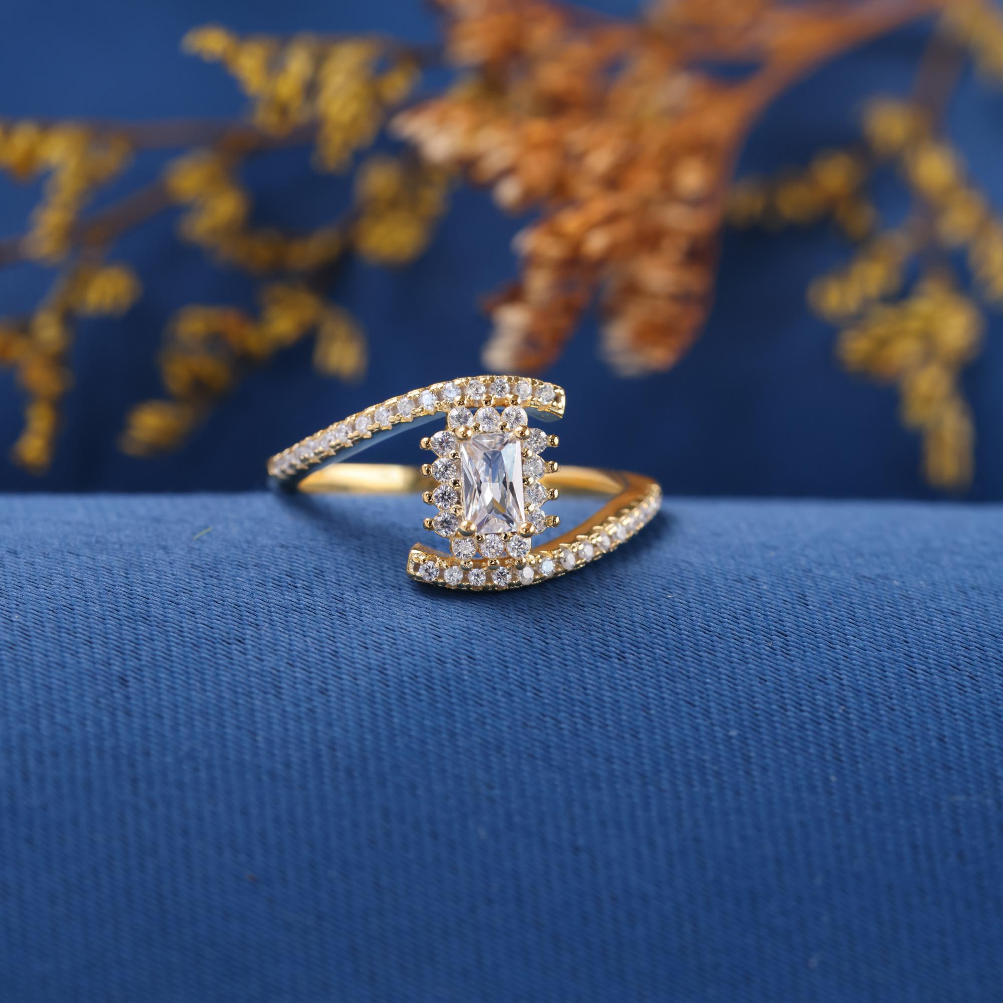 Emerald Cut Moissanite Engagement Ring, Twisted Ring Set