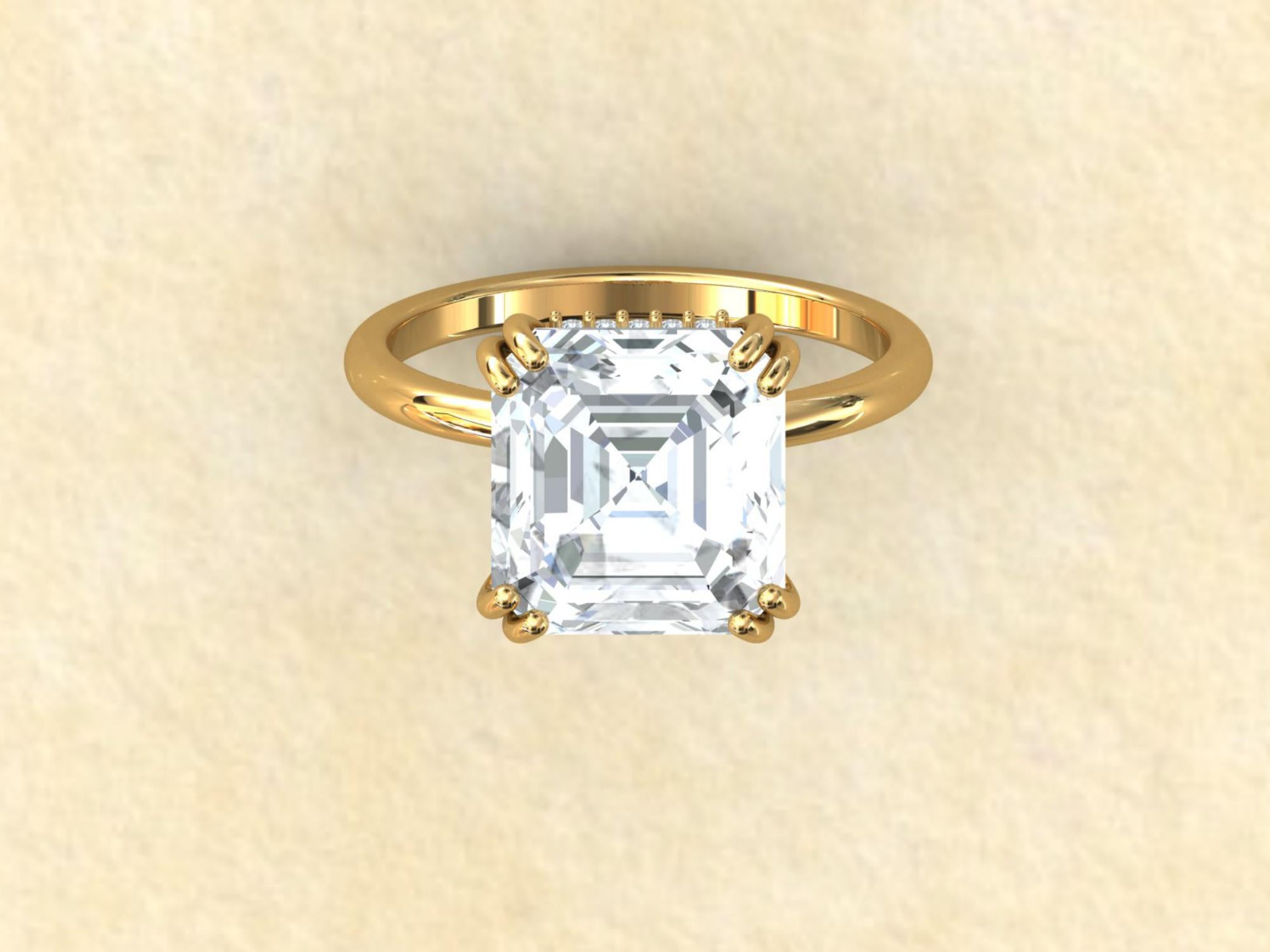 Hidden Ring For Engagement 6.8 Ct Asscher Cut Diamond Ring