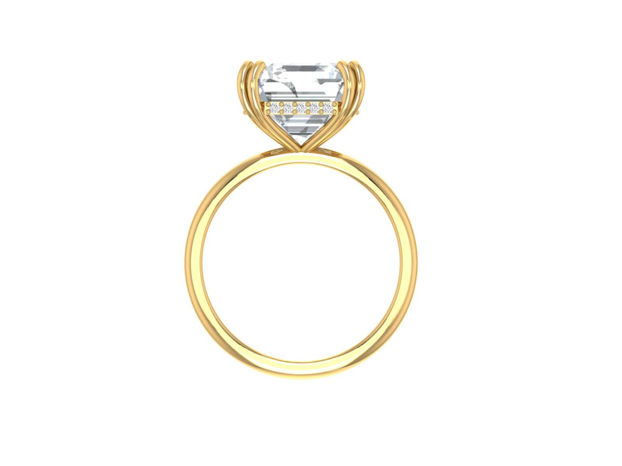 Hidden Ring For Engagement 6.8 Ct Asscher Cut Diamond Ring
