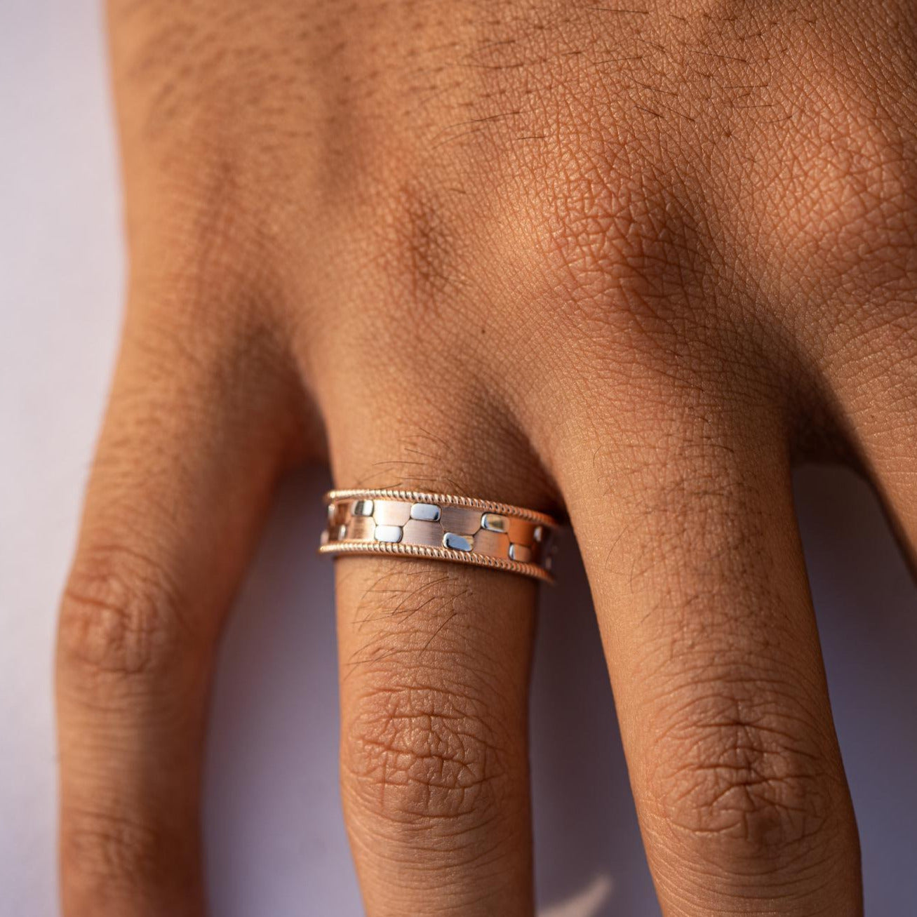 14k Two Tone Rose Gold and White Gold Wedding Band
