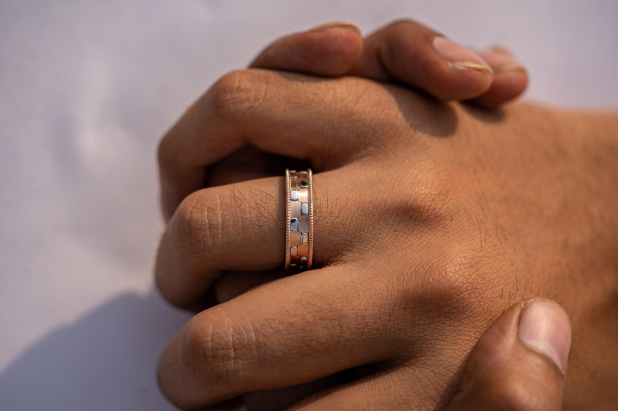 14k Two Tone Rose Gold and White Gold Wedding Band