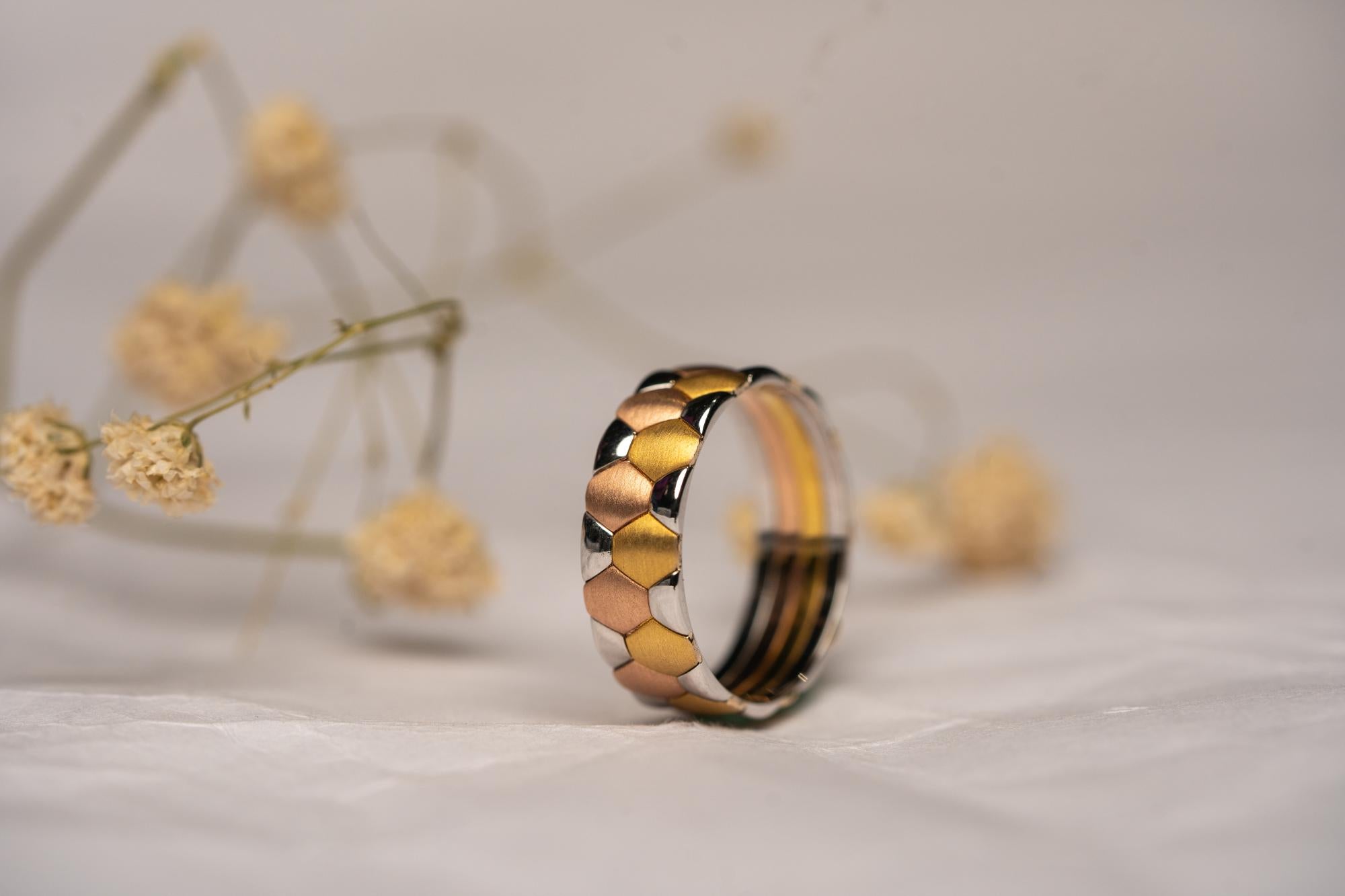 15% Off Sale 14K Tri Color Rolling Band Rings