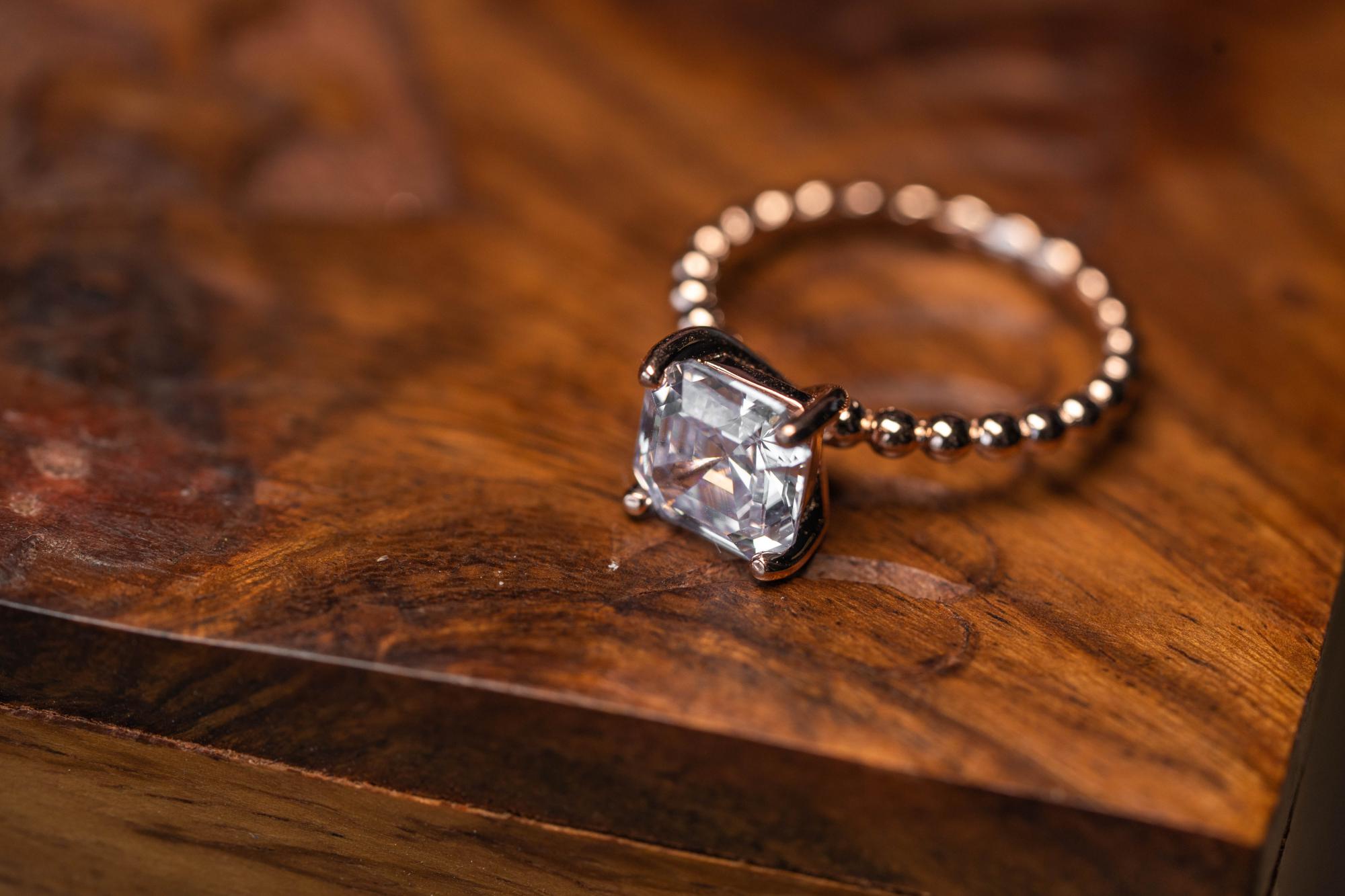 3.00carat Asscher Cut Lab grown diamond Engagement Ring